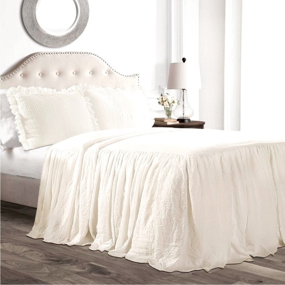 New Lush Decor Ruffle Skirt Bedspread Comforter Set - Ivory - Twin - Picture 1 of 8